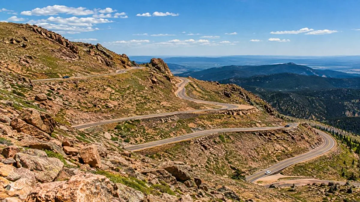 Pikes Peak Highway switchbacks above tree line